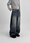 Decat Cut Balloon Wide Denim Pants