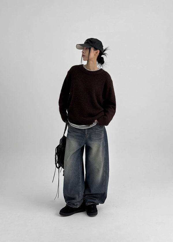 Decat Cut Balloon Wide Denim Pants