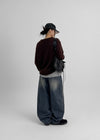 Decat Cut Balloon Wide Denim Pants