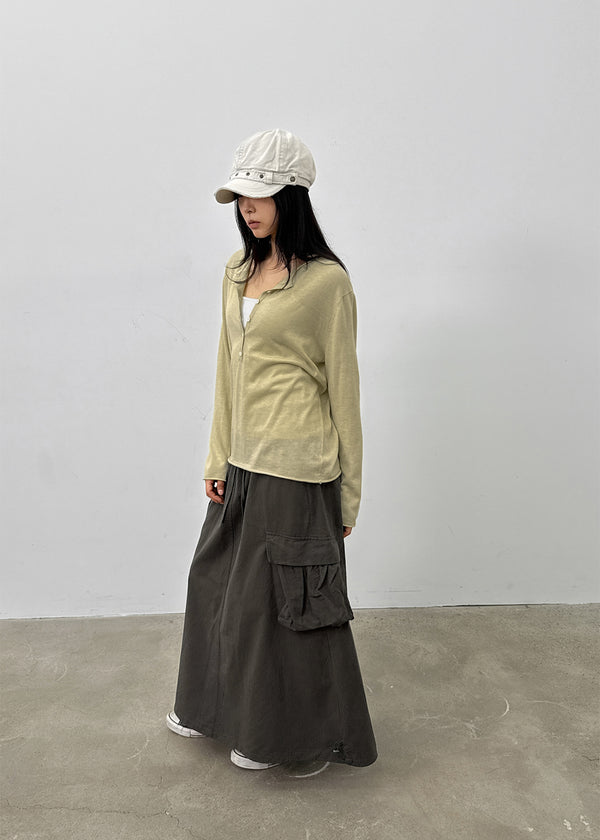 Jerk String Flare Cargo Long Skirt