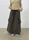Jerk String Flare Cargo Long Skirt