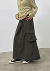 Jerk String Flare Cargo Long Skirt