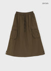 Jerk String Flare Cargo Long Skirt