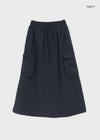 Jerk String Flare Cargo Long Skirt