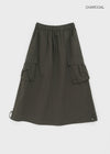 Jerk String Flare Cargo Long Skirt