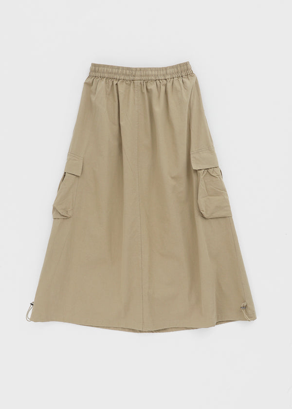 Jerk String Flare Cargo Long Skirt