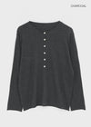 Lambdo Loose Fit Henley Neck Knit Long Sleeve T-shirt