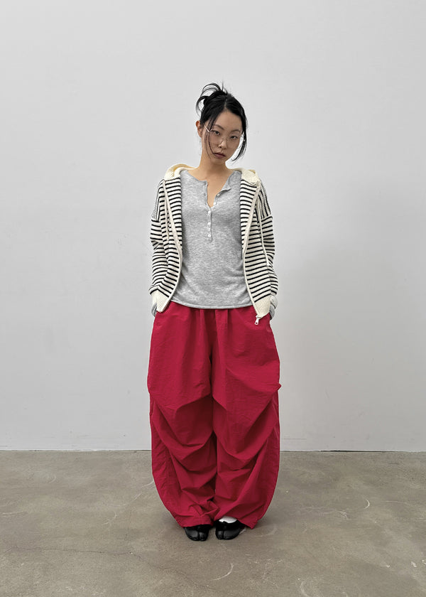 Huchee Pintuck Nylon Balloon Banding Pants