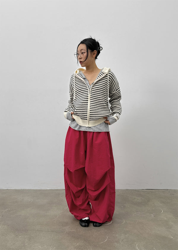 Huchee Pintuck Nylon Balloon Banding Pants