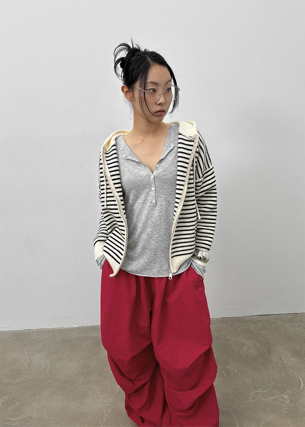 Huchee Pintuck Nylon Balloon Banding Pants