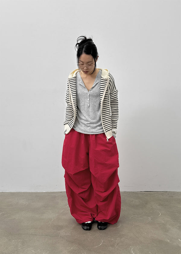 Huchee Pintuck Nylon Balloon Banding Pants