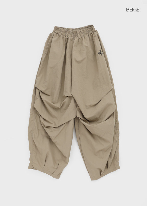 Huchee Pintuck Nylon Balloon Banding Pants