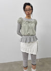 Ninning Set - Puff Short-sleeved T-shirt, Tension Frill Long-sleeved T-shirt