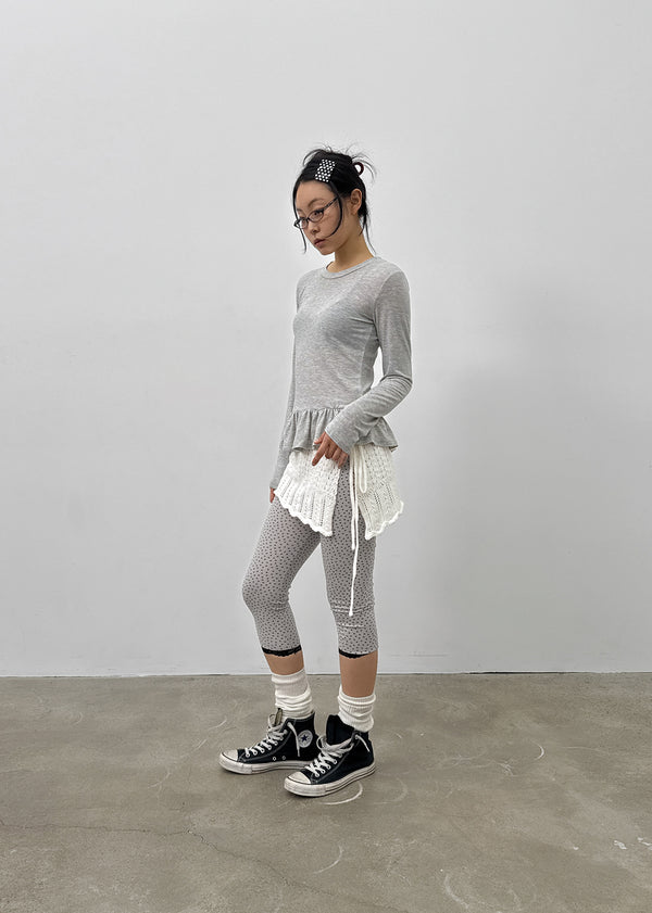 Ninning Set - Puff Short-sleeved T-shirt, Tension Frill Long-sleeved T-shirt