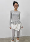 Ninning Set - Puff Short-sleeved T-shirt, Tension Frill Long-sleeved T-shirt