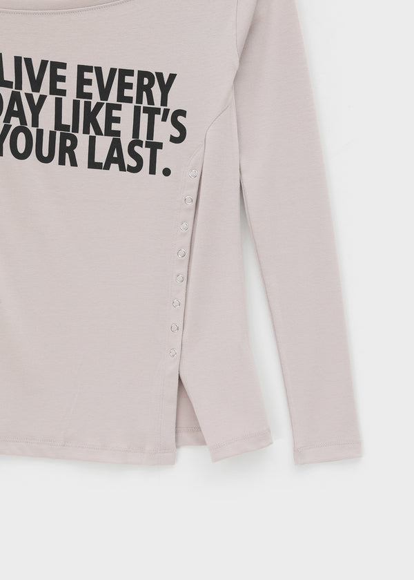 Elfo Slit Off-shoulder Long-sleeved T-shirt