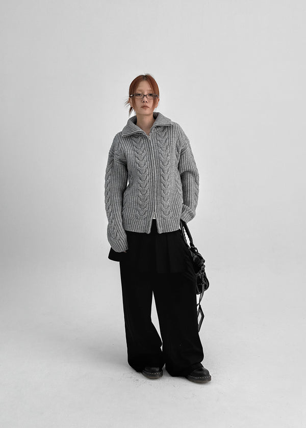 Paeli Set - Pleated Wrap Skirt, Pin-tuck Slacks