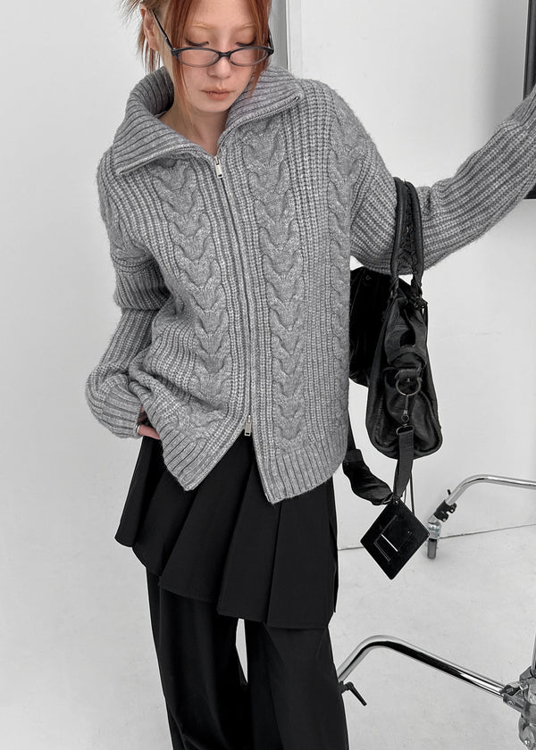 Paeli Set - Pleated Wrap Skirt, Pin-tuck Slacks