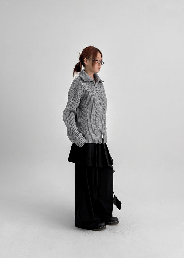 Paeli Set - Pleated Wrap Skirt, Pin-tuck Slacks