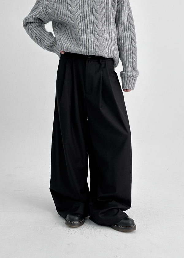 Paeli Set - Pleated Wrap Skirt, Pin-tuck Slacks