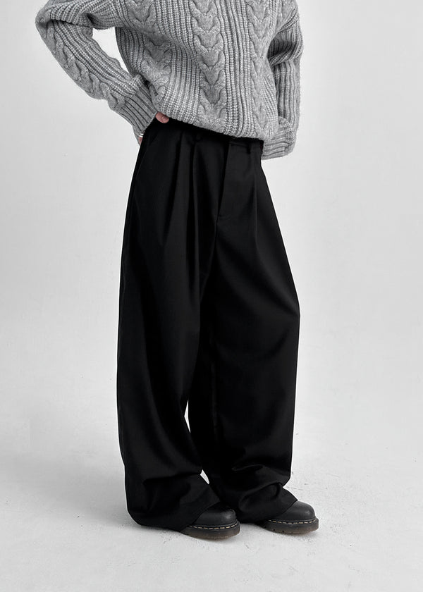 Paeli Set - Pleated Wrap Skirt, Pin-tuck Slacks