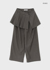 Paeli Set - Pleated Wrap Skirt, Pin-tuck Slacks
