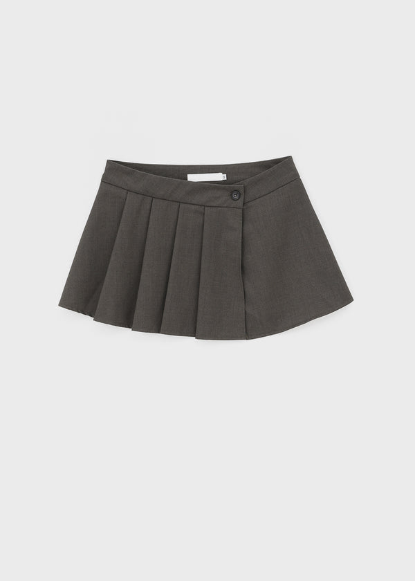 Paeli Set - Pleated Wrap Skirt, Pin-tuck Slacks
