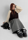 Shander Back Banding Flare Long Skirt