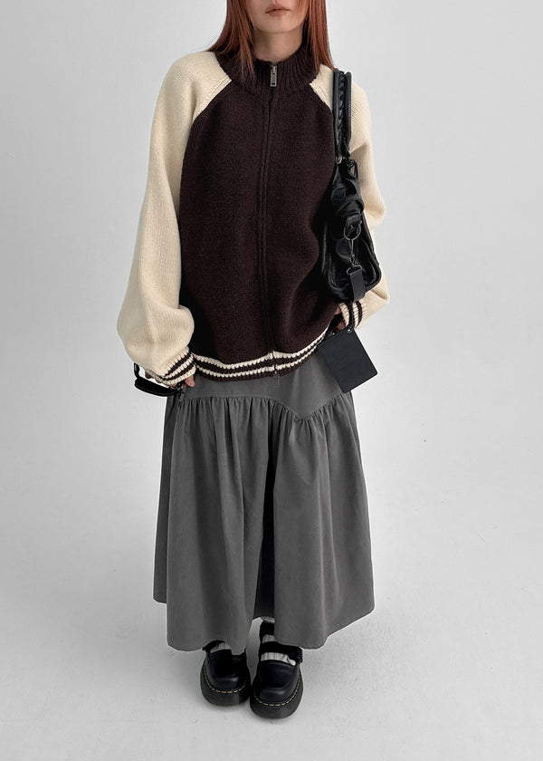 Shander Back Banding Flare Long Skirt