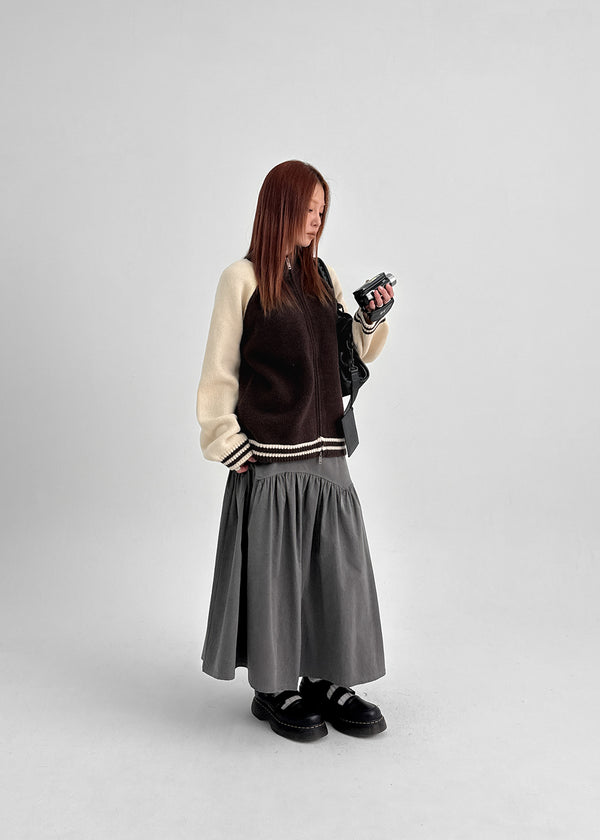 Shander Back Banding Flare Long Skirt