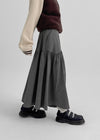 Shander Back Banding Flare Long Skirt
