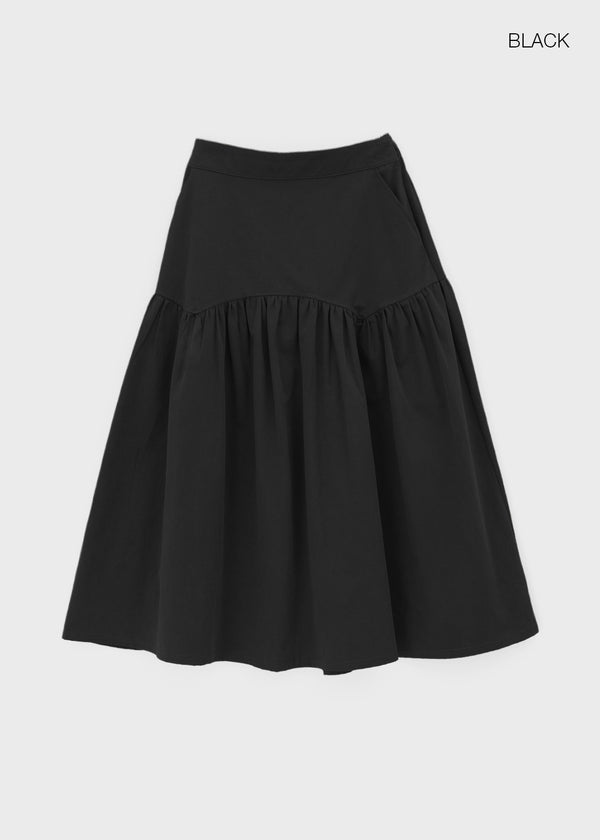 Shander Back Banding Flare Long Skirt