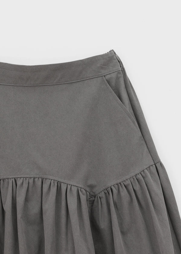 Shander Back Banding Flare Long Skirt