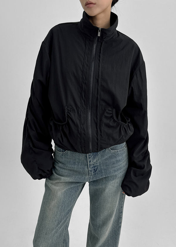 Hats High Neck Shirring Windbreaker Jumper