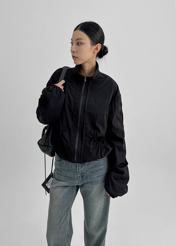 Hats High Neck Shirring Windbreaker Jumper