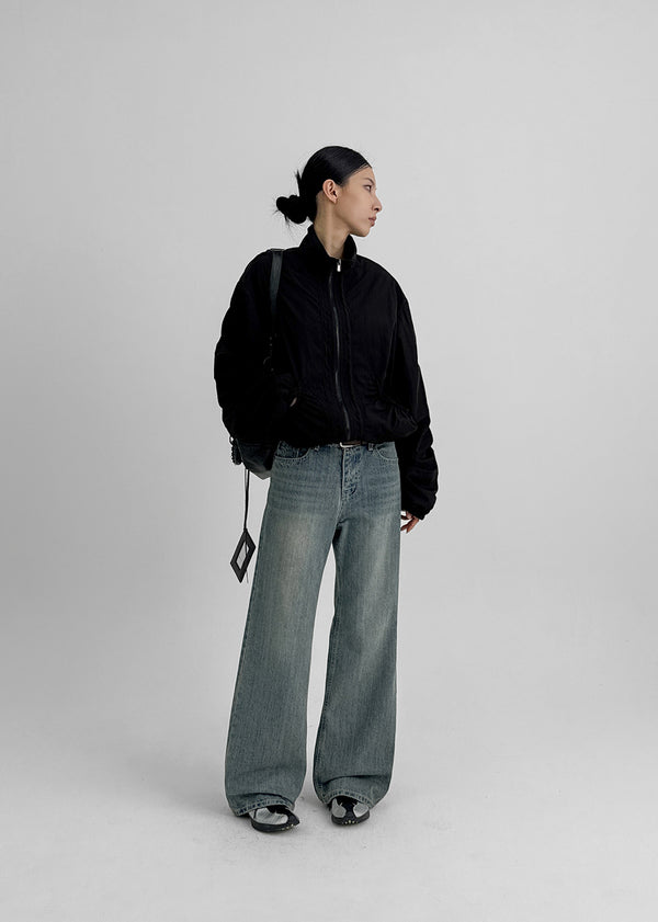 Hats High Neck Shirring Windbreaker Jumper