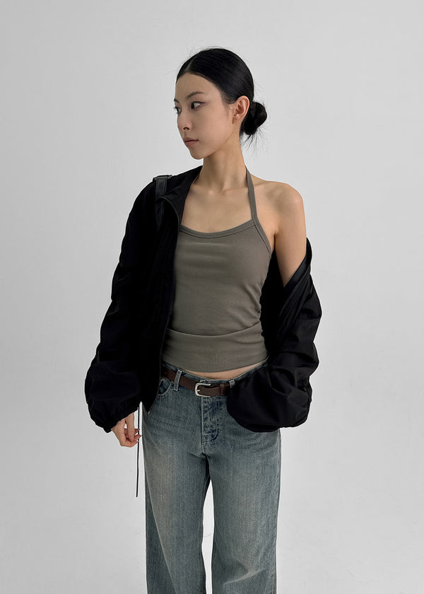 Hats High Neck Shirring Windbreaker Jumper