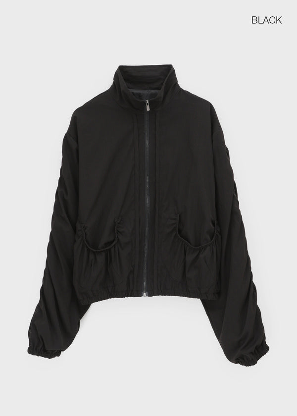 Hats High Neck Shirring Windbreaker Jumper