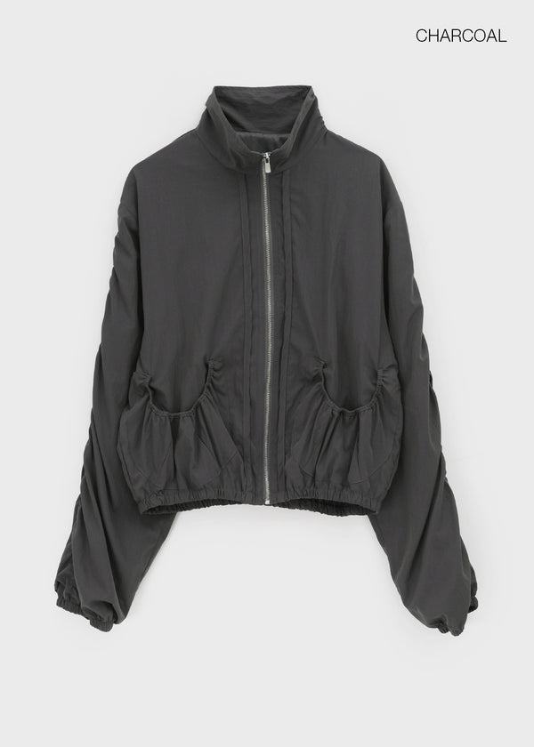 Hats High Neck Shirring Windbreaker Jumper