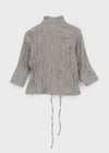 Zuk Wrinkle Pleated Linen 3/4 Length Blouse
