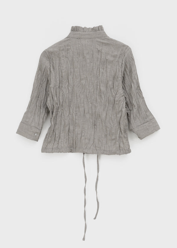 Zuk Wrinkle Pleated Linen 3/4 Length Blouse