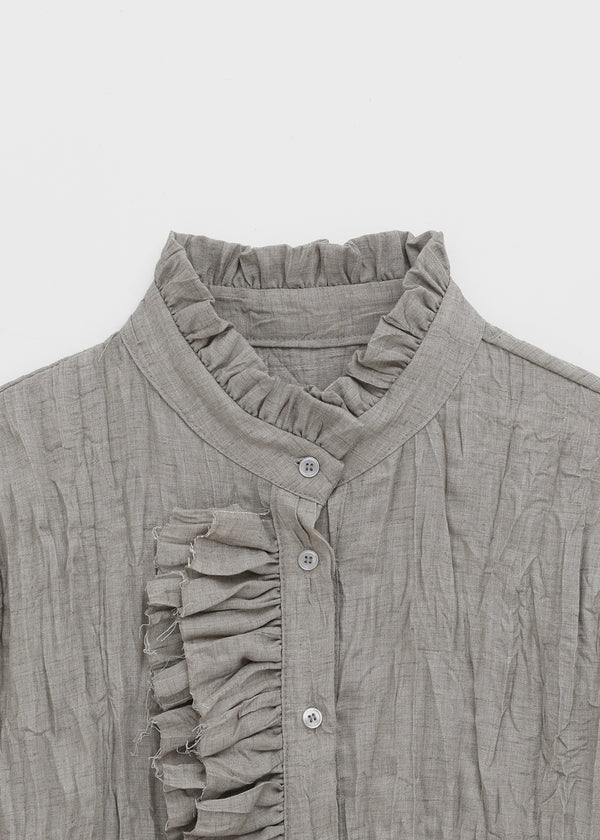 Zuk Wrinkle Pleated Linen 3/4 Length Blouse