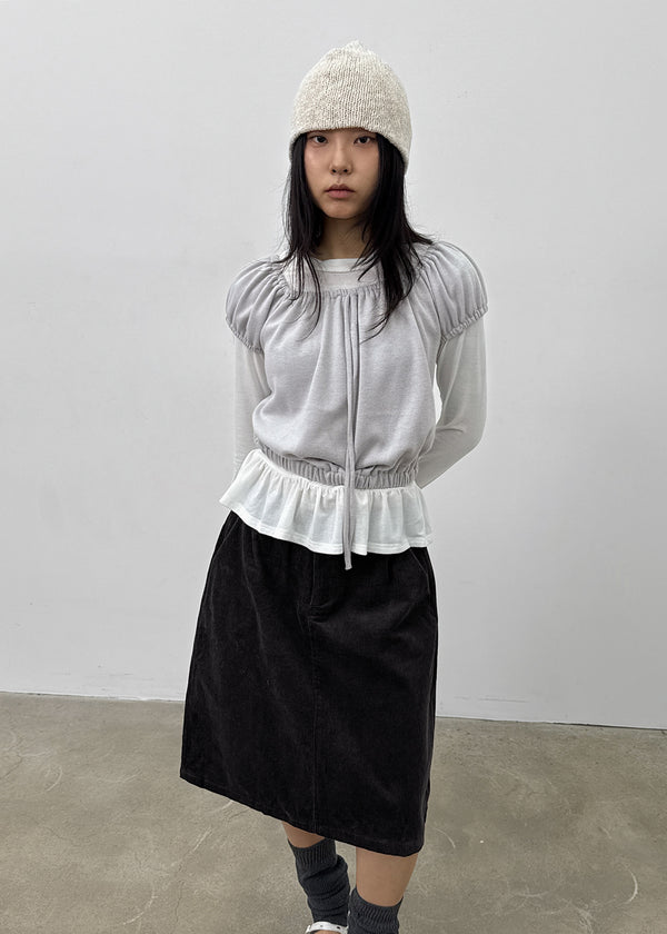 Ninning Set - Puff Short-sleeved T-shirt, Tension Frill Long-sleeved T-shirt