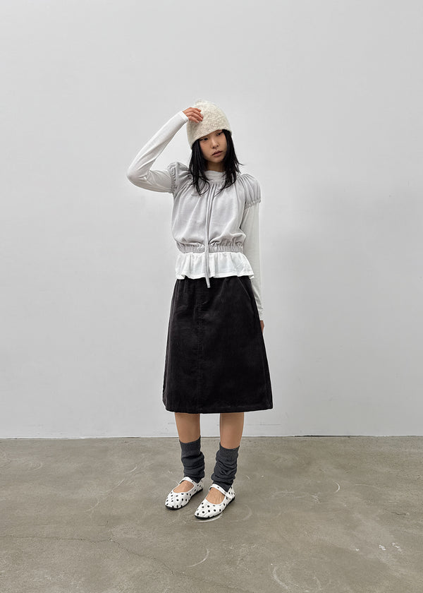 Ninning Set - Puff Short-sleeved T-shirt, Tension Frill Long-sleeved T-shirt