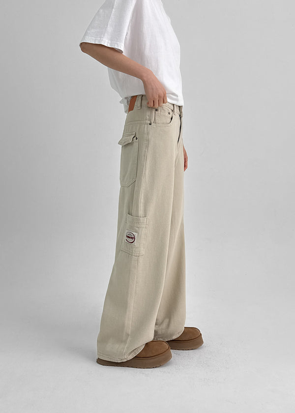 Pearl Ten Patch Wide Cotton Pants