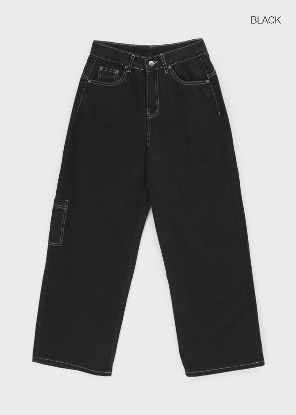 Pearl Ten Patch Wide Cotton Pants