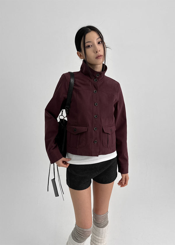 Melda High-neck Button Jacket