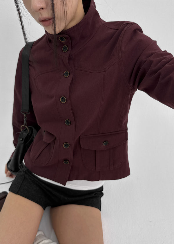Melda High-neck Button Jacket