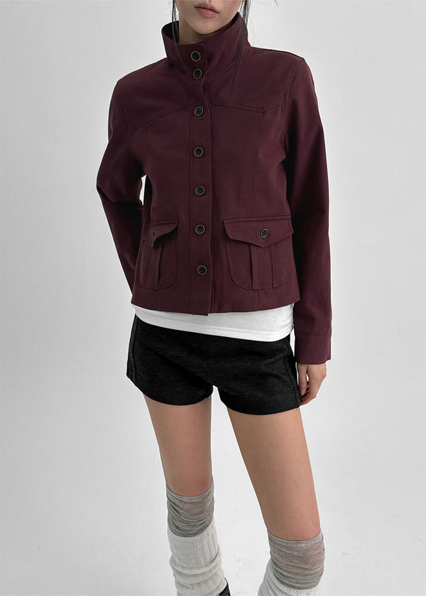 Melda High-neck Button Jacket