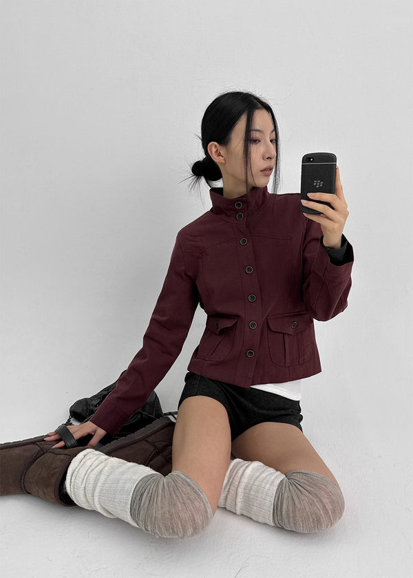 Melda High-neck Button Jacket